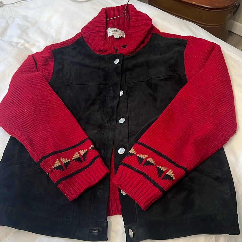 Vintage 90s Pendleton Wool Suede Jacket Aztec Size M RARE Cottage